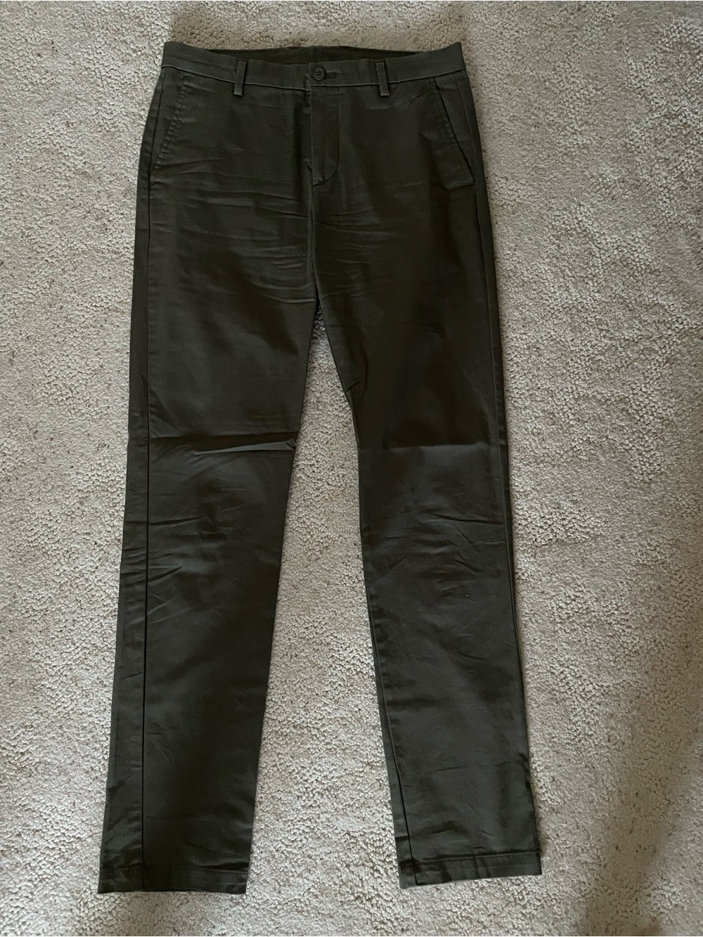 Classic Slim Straight Gray-Green Pants